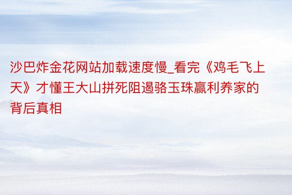 沙巴炸金花网站加载速度慢_看完《鸡毛飞上天》才懂王大山拼死阻遏骆玉珠赢利养家的背后真相